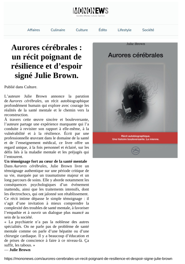 Article de presse sur Julie Brown
